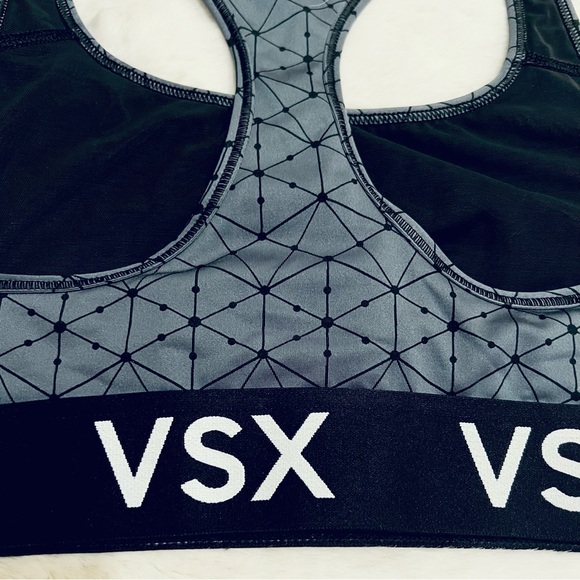 Victoria's Secret Geometric Print VSX Logo Elastic Band Sports Bra Gray Small - Picture 6 of 11